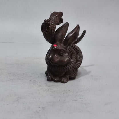 chinese bronze rabbit snake statue figure collectable tea pet table decoration