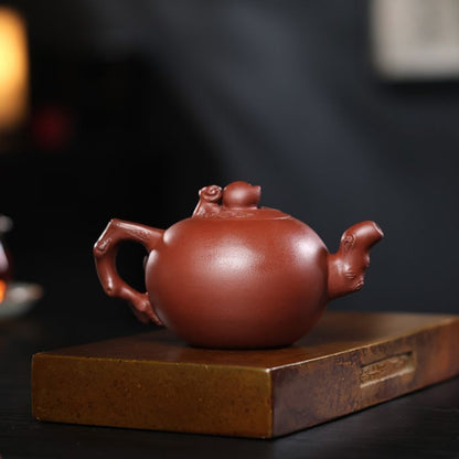 Yixing Zisha Teapot 550ml Handmade Peach Shape Qingshui Clay Kung Fu Pot