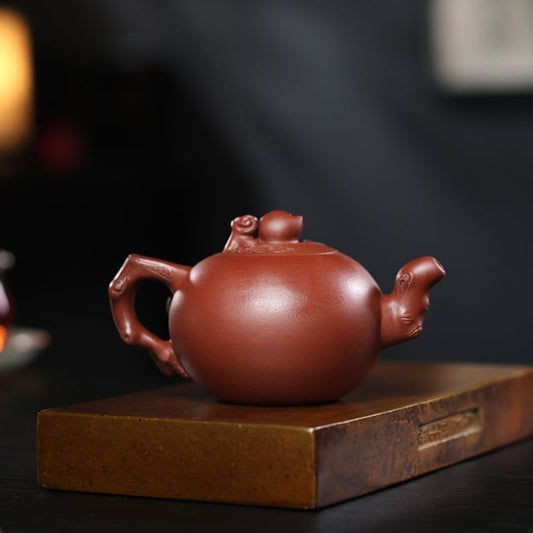 Yixing Zisha Teapot 550ml Handmade Peach Shape Qingshui Clay Kung Fu Pot