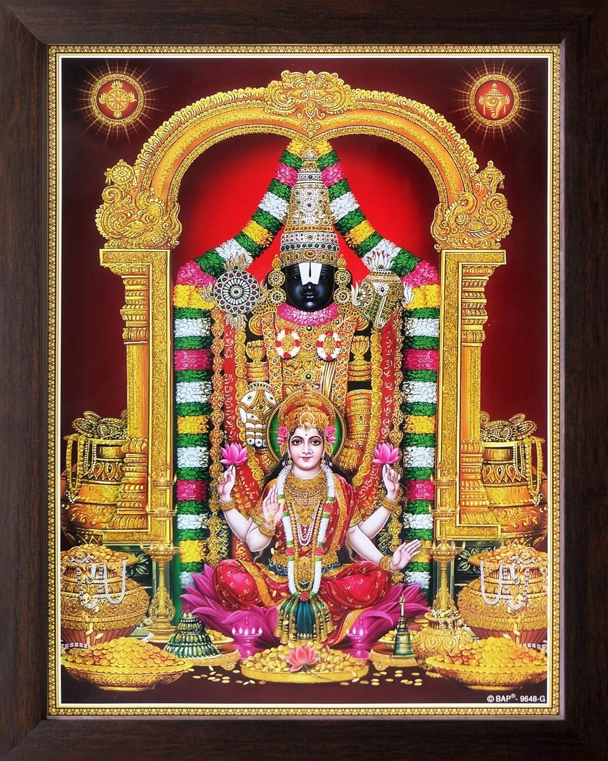 Lord Tirupati Balaji Painting HD Printed Religious Picture Wooden Frame