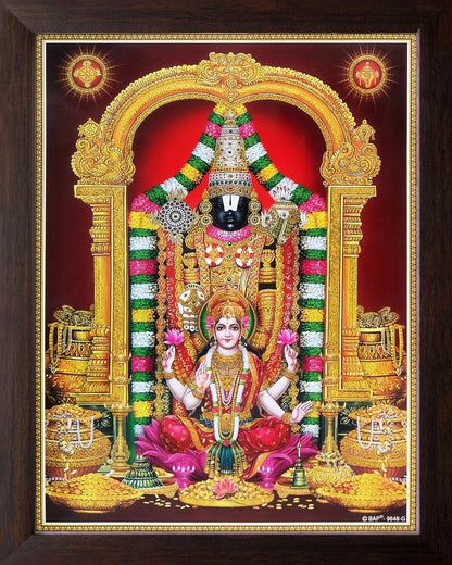 Lord Tirupati Balaji Painting HD Printed Religious Picture Wooden Frame