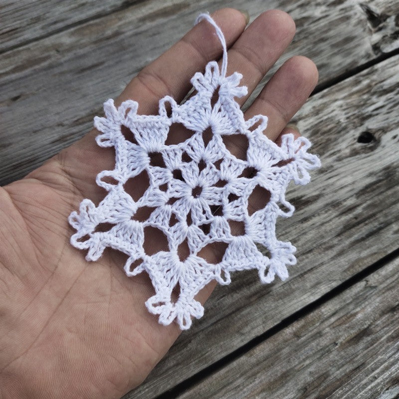 Home Garden Crochet Christmas Tree Baubles Ornaments 1Set Of 10 white snowflake