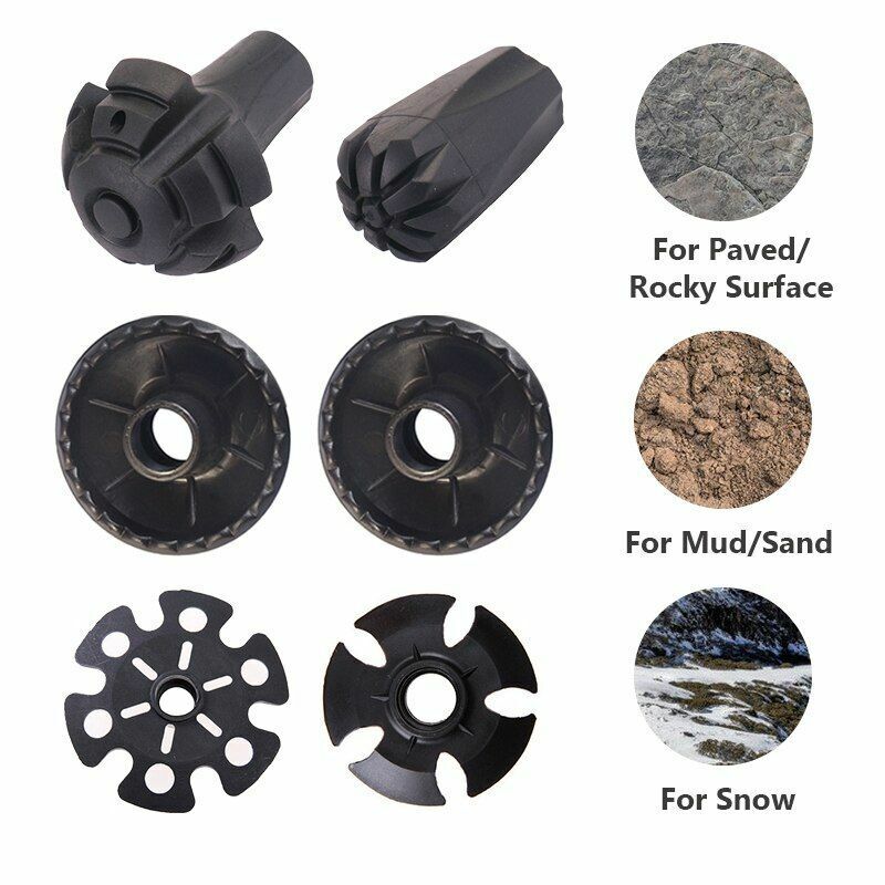 2Pcs Walking Sticks 4 Joints Telescopic Trekking Climbing Hiking Walking Rubber