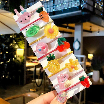 Hair Bands 10/20 Pcs/Bag Shiny Flowers Baby Scrunchies Rubber Kids Accessories