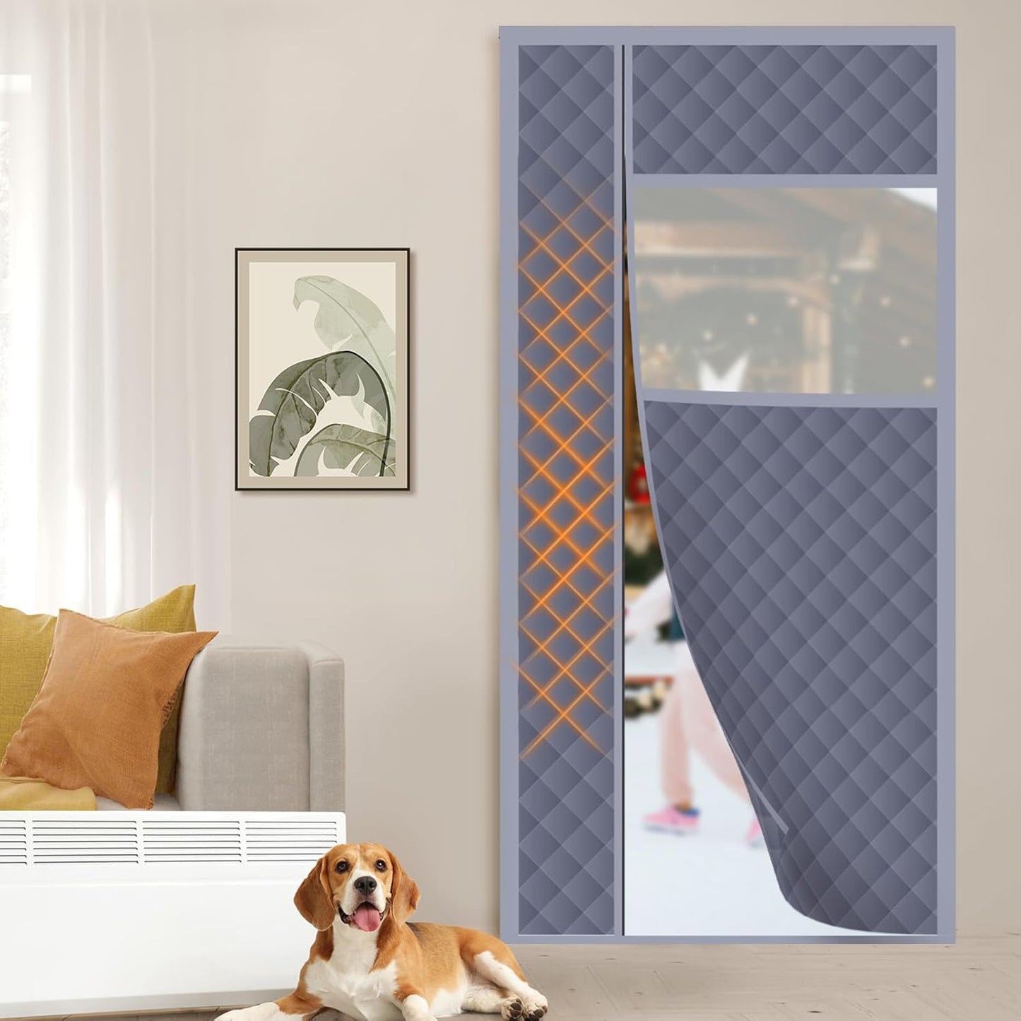Magnetic Thermal Insulated Door Curtain, Thermal Door Cover for Winter,Magnetic