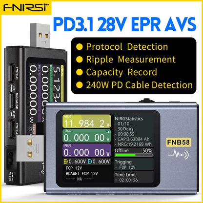 FNIRSI FNB58 USB Fast Charge Tester USB Voltage Current Meter Voltmeter Ammeter