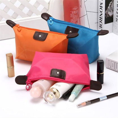 Travel Cosmetic Makeup Bag Organizer Waterproof Nylon Red Zipper Toiletry Case