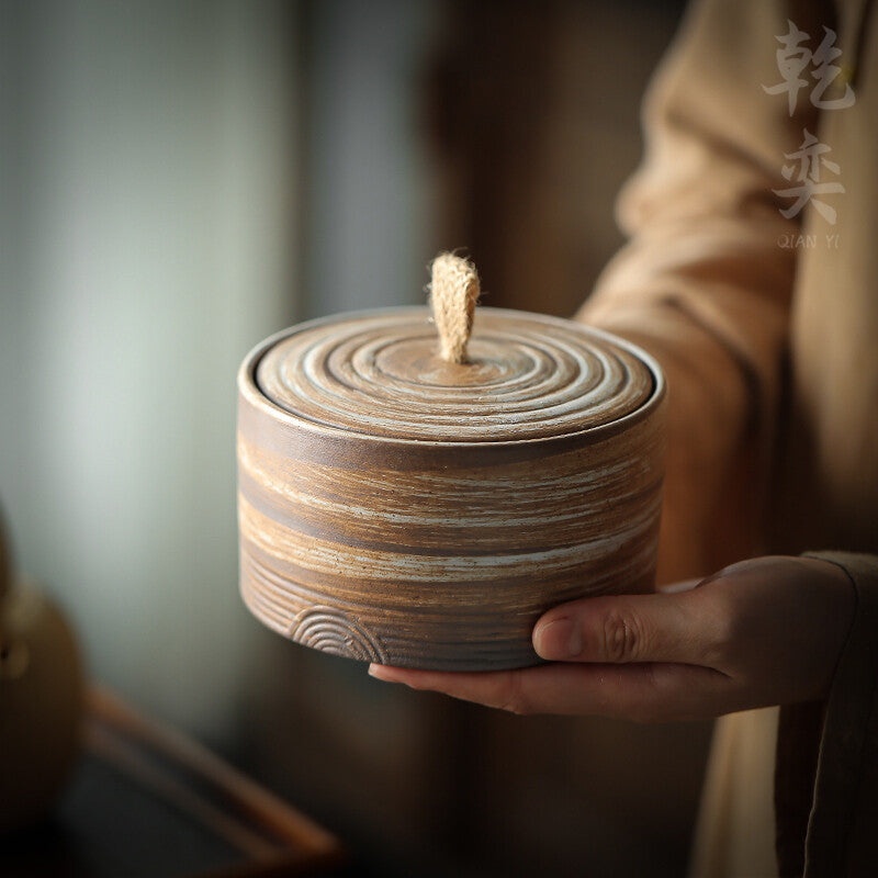 Coarse Pottery Tea Jar Sealed Jar Ceramic Household Tea Storage Box Storage Jar