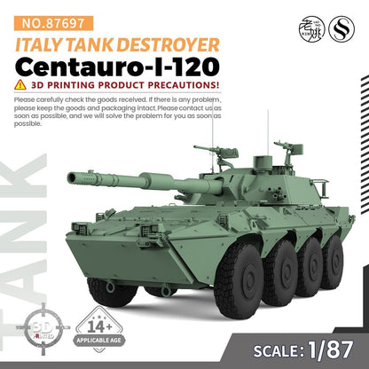SSMODEL SS87697 1/87 HO Scale Railway Model Italy Centauro-I-120 Tank Destroyer