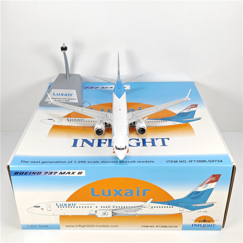 1:200 Inflight Luxair BOEING B737MAX8 Passenger Airplane Diecast Aircraft Model
