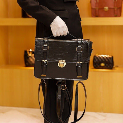 Shoulder School Bag Leather Large Briefcase Tote Handbag Backpack 31*23*7 CM 1PC