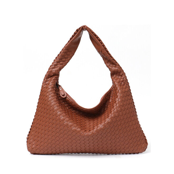 Leather Bag Woven Female Handbag Big Patchwork Zipper Women Shoulder Bags