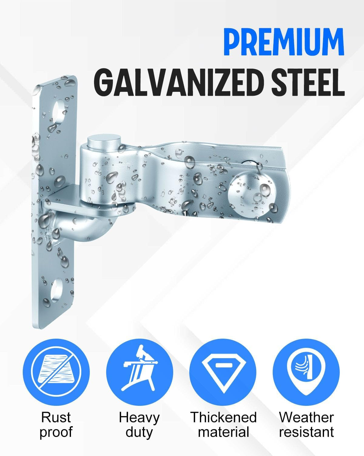 2 Pair Heavy Duty Gate Hinges, 1-3/8'' Wall Mount Gate Hinge, Metal Chain Link F