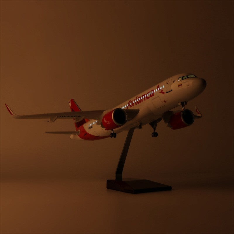 1/80 Columbia Avianca A320neo Passenger Plane Model Airplane W/Sound Light Stand