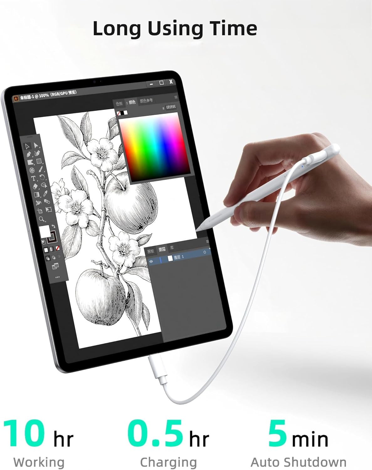 For Ipad Pencil, Anti-Lost Stylus Pen for Ipad Pro/Ipad Air/Ipad/Ipad Mini 2018-