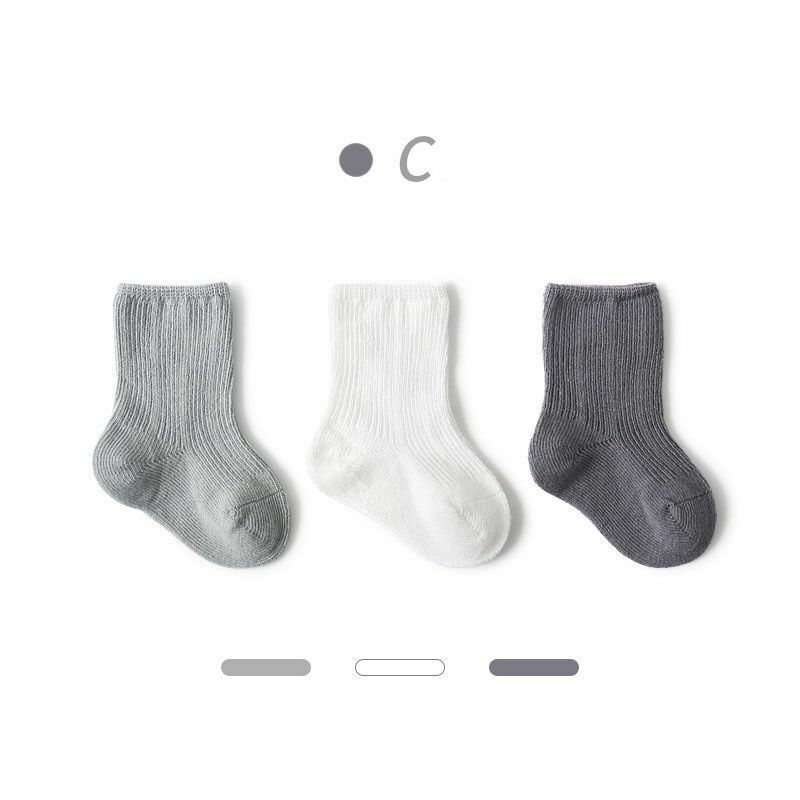 Socks 3 Pairs Baby Girl Boy Toddler Cotton Clothes Accessories Pure Color Combed