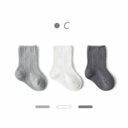 Socks 3 Pairs Baby Girl Boy Toddler Cotton Clothes Accessories Pure Color Combed