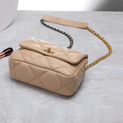 Mini Quilted Sheepskin Leather Small Flap Purse Shoulder Bag Tote Clutch Chains