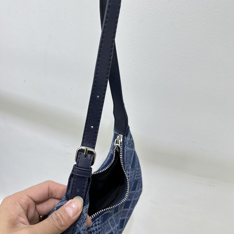 26*13*7CM Bag Handbag Purses Denim Distressed Wash Striped Plaid Shoulder Cloth