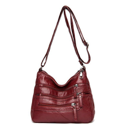 Women's Soft Leather Shoulder Bags Multi-Layer Crossbody Bag Handbag