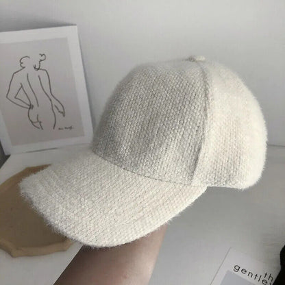 Women Baseball Caps Autumn Winter Solid Color Snapback Casual Visor Hats 56-60cm