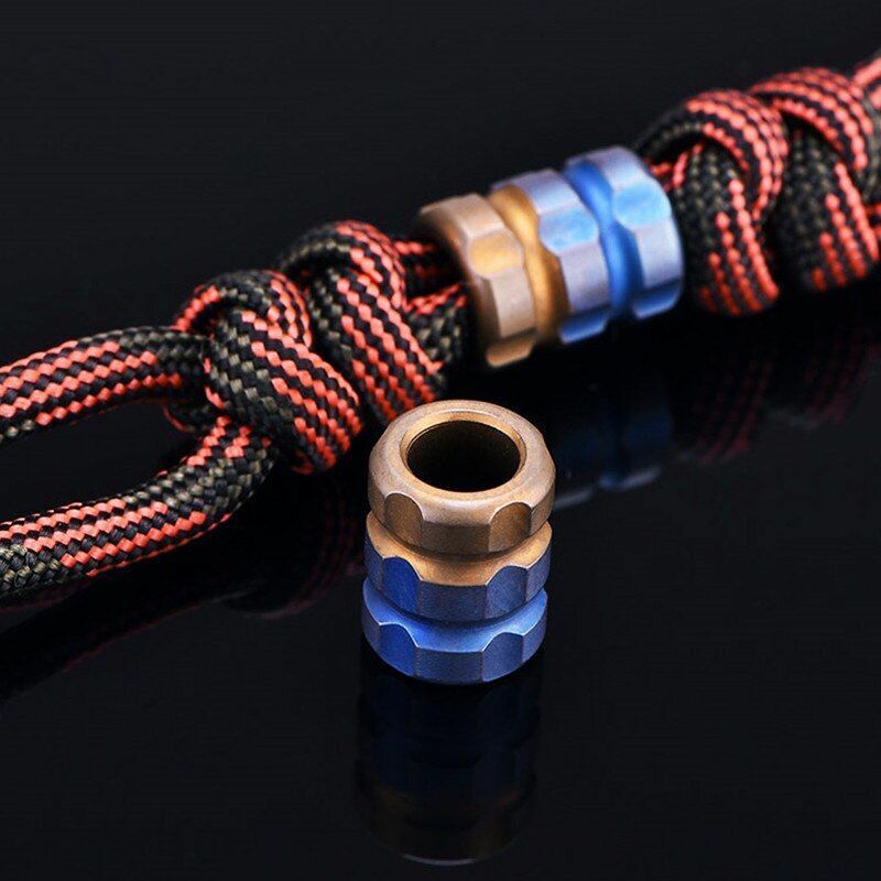 New Blue Gold Titanium Alloy Knife Bead Umbrella Pendant Rope Paracord Outdoor