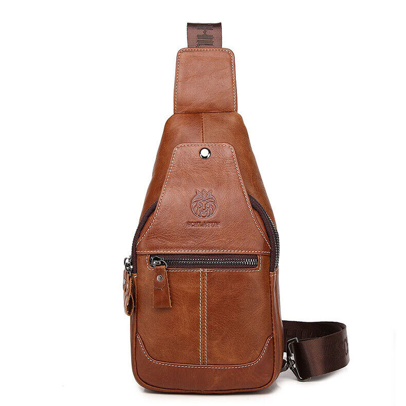 Sling Backpack for Men Chest bag Crossbody Bag Shoulder Bag 100% Genuine Leather