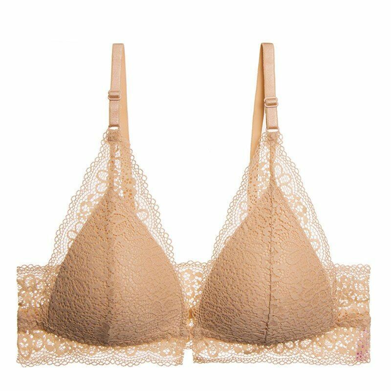 Women Bra Lace Wireless Front Closure Sexy Lingerie Push Up Breathable Bralette
