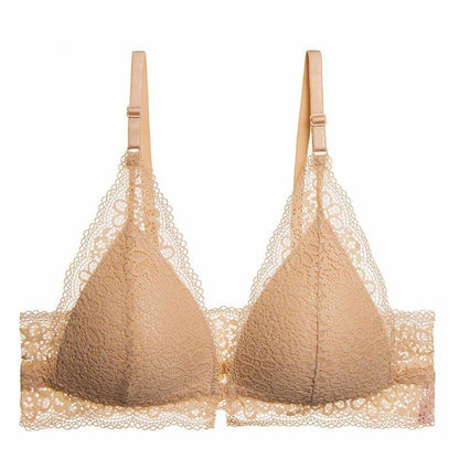 Women Bra Lace Wireless Front Closure Sexy Lingerie Push Up Breathable Bralette