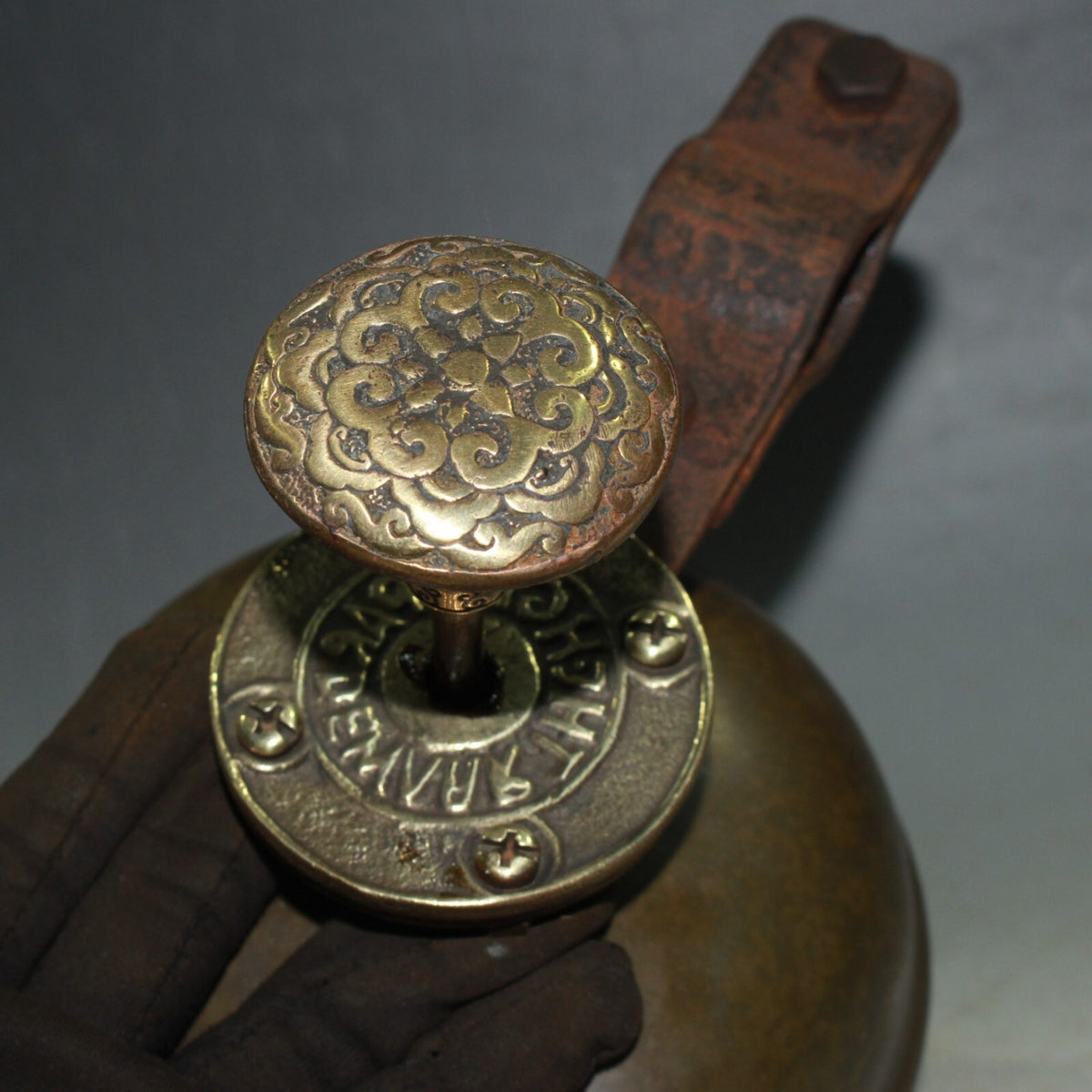 Antique Collection: Pure Copper Yellow Box Car Foot Bell Decoration