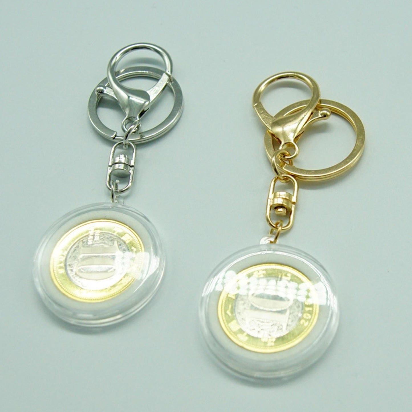 2PCS Coins Holder Keychain Capsule Storage Box Key Ring For 30mm Round Coin j