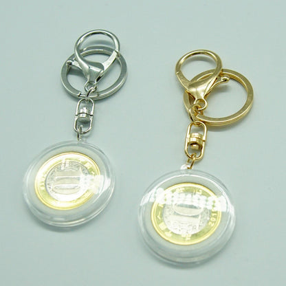 2PCS Coins Holder Keychain Capsule Storage Box Key Ring For 30mm Round Coin j