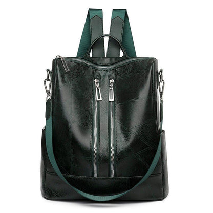 White Backpack Women Leather Travel Rucksack Shoulder Book Bag Waterproof Nylon