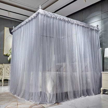 Mosquito Net For Summer Double Layers Bed Netting With Tubes 25mm Canopy Queen