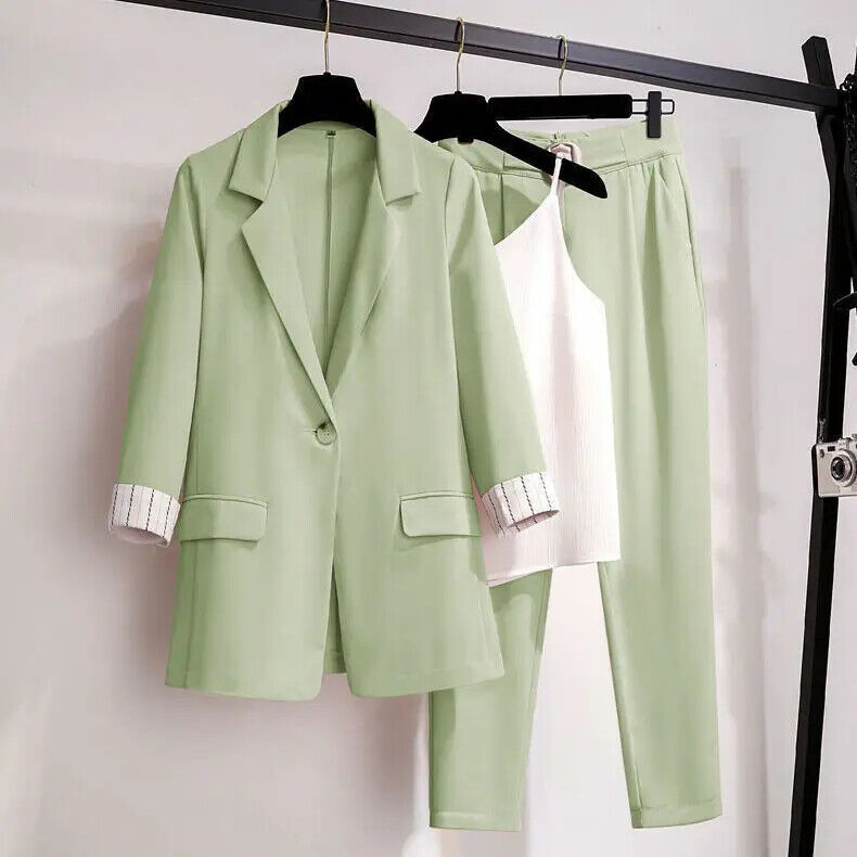 Women's Suit Female Blazer Leisure Pants Suit Jacket 3 Piece Jacket Pants Set