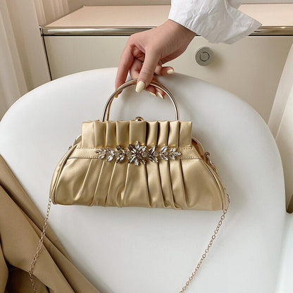 Evening Party Clip Bag Pleated Shoulder Bag Vintage Handbag Luxury Shoulder Bags