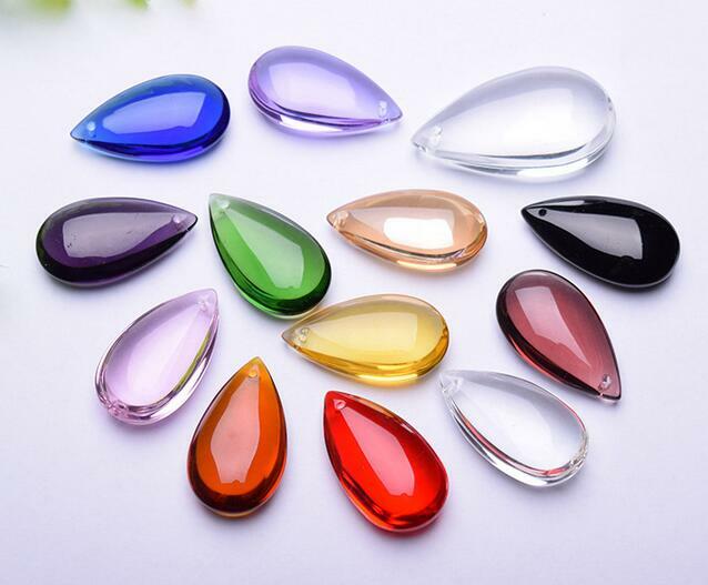 10Pcs 50mm Smooth Almond Chandelier Crystal Teardrop Prism Parts Suncatcher