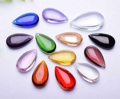 10Pcs 50mm Smooth Almond Chandelier Crystal Teardrop Prism Parts Suncatcher
