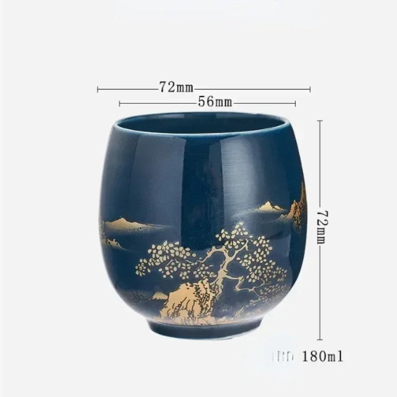 180ml Ceramic Black Glaze Handcarved Master Cup Meditation Cup Kung Fu Teaware