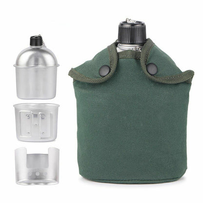 Military Canteen Cup Camping Wood Stove Set Outdoor Foldable Spork Stove Hiking