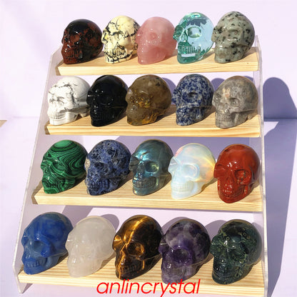 Top! wholesale Natural skull quartz crystal skull carved reiki healing 2''