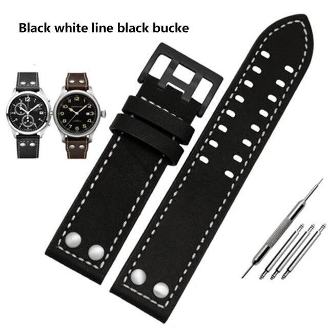 Genuine Leather Watches Straps For Hamilton Khaki Aviation H77755533 H77616533