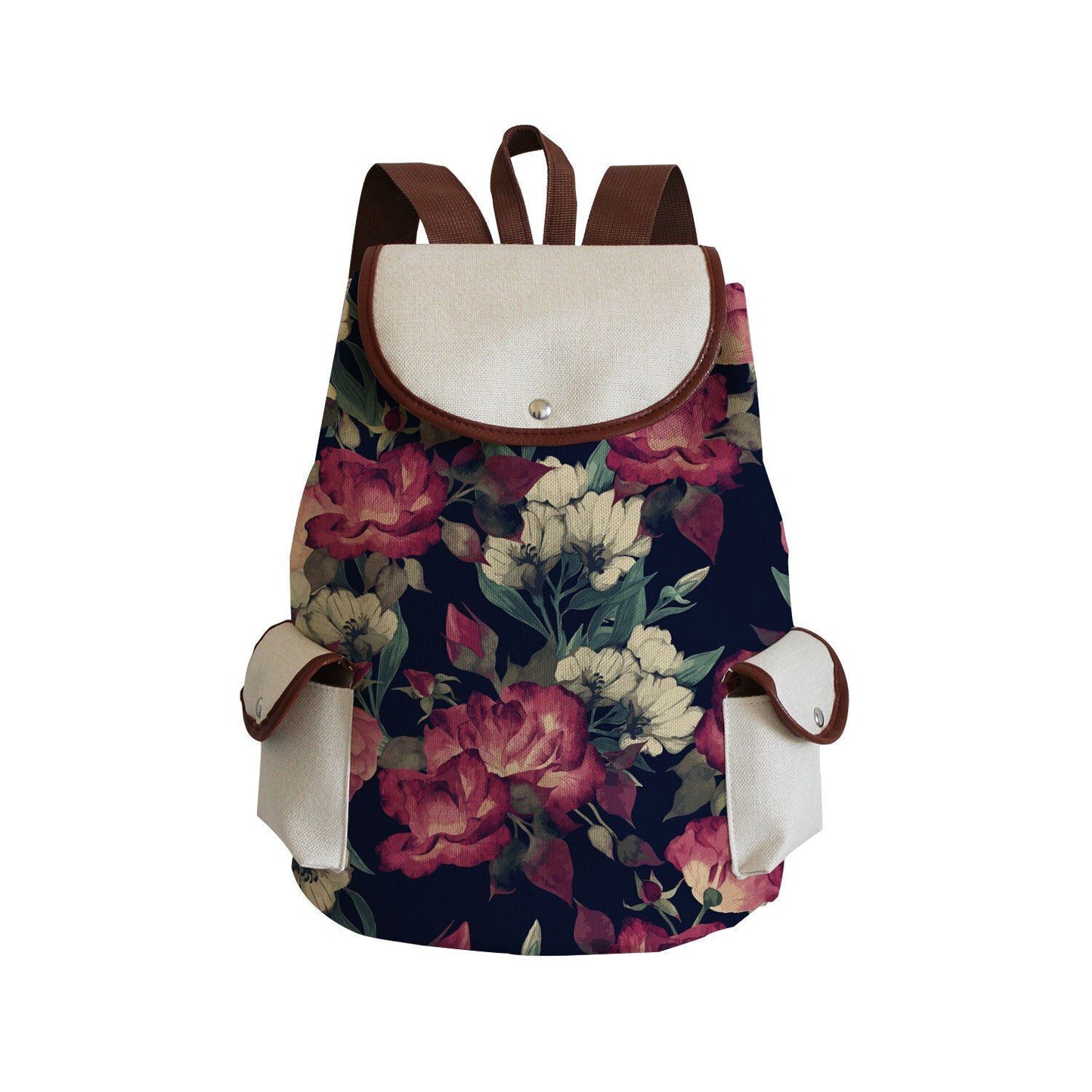 Vintage Drawstring Backpacks Large Practical Portable Linen Shoulders Bags 1 PC