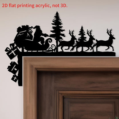 HelloYoung Metal Door Corner Santa Reindeer 2D Flat Holiday Wall Decor 1PC