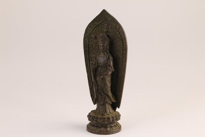 Blessing Rare Chinese copper kwan-yin Figure statue collect bronze table decor