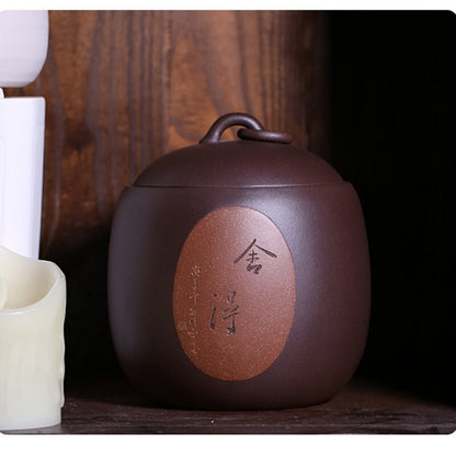 Real Yixing Zisha Purple Clay Tea Canister With Lid Sealed Jar For Loose Tea New