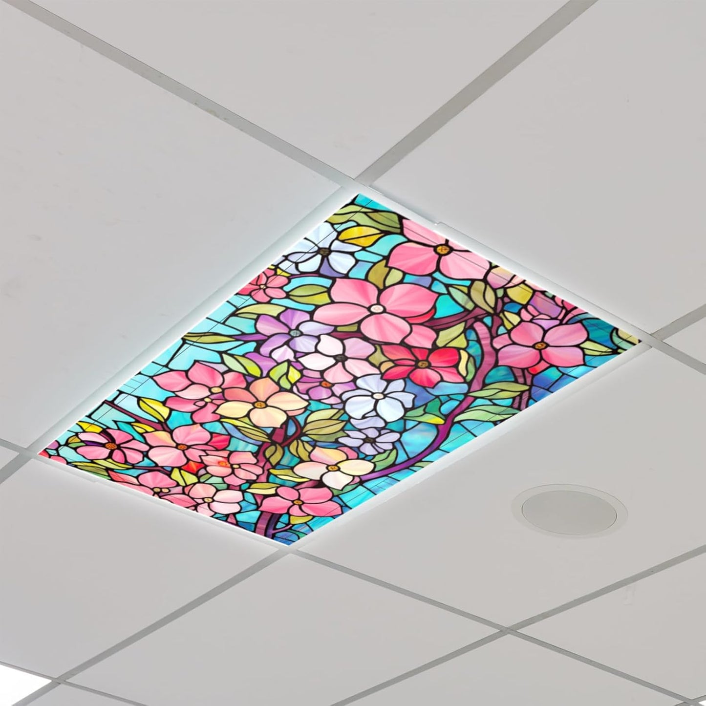 4 Pcs Colorful Floral Fluorescent Light Covers 4 X 2 Ft Stained Glass Magnetic O