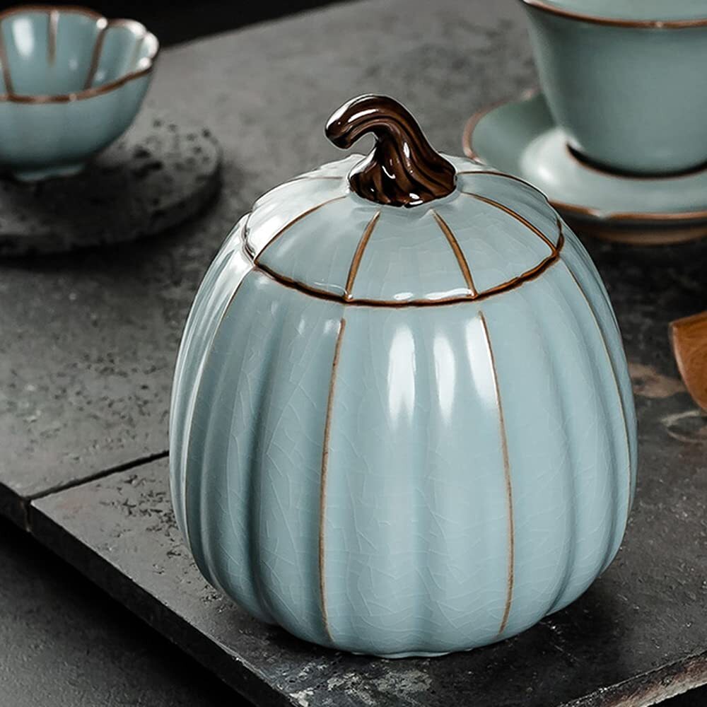 15.3cm Chinese Tea Caddy Sealed Pot Ceramic Retro Tea Box Storage Jar Home Decor