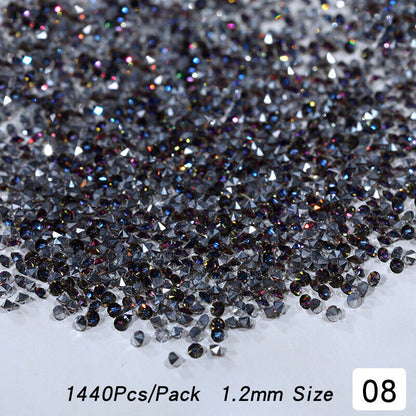 1440pc/bag Crystal AB Gold 3D Flat Back Crystal Nail Art Rhinestones Decoration