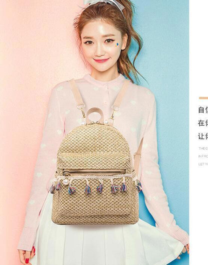 Chinese style Women's Woven school bag Casual Ethnic Handbag shoulder bag Purse
